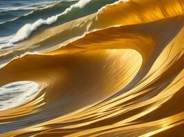 Water waves in the sea with golden color photo