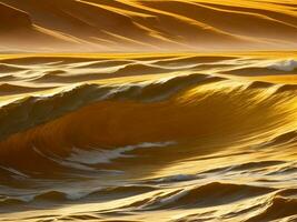 Water waves in the sea with golden color photo