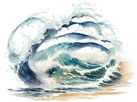 Watercolor seaside water waves painting illustration photo