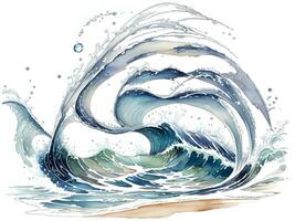 Watercolor seaside water waves painting illustration photo