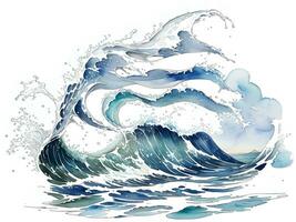 Watercolor seaside water waves painting illustration photo