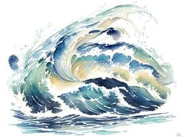 Watercolor seaside water waves painting illustration photo