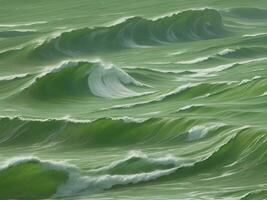 Sea beach green water waves illustration photo