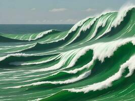 Sea beach green water waves illustration photo