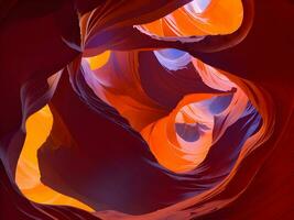 Antelope canyon with vibrant multicolor nebula swirls photo