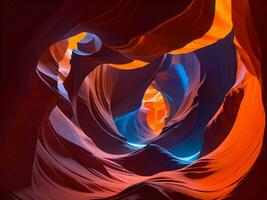 Antelope canyon with vibrant multicolor nebula swirls photo