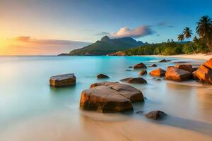 Seashore with turquoise clear water photo