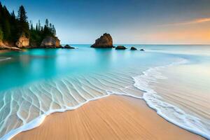 Seashore with turquoise clear water photo