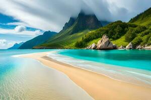 Seashore with turquoise clear water photo