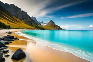 Seashore with turquoise clear water photo