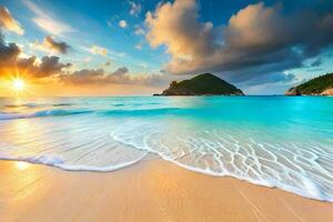 Seashore with turquoise clear water photo