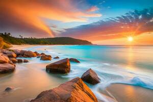 Seashore with turquoise clear water photo