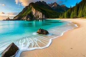 Seashore with turquoise clear water photo