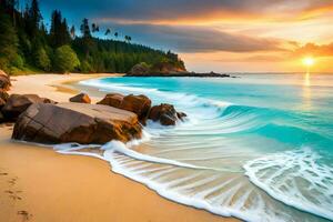 Seashore with turquoise clear water photo