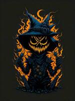 Halloween pumpkin scarecrow horror face ghost theme illustration photo