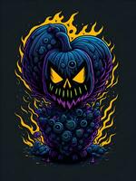 Halloween pumpkin scarecrow horror face ghost theme illustration photo