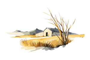 Aquarell golden Feld mit Pflanzen auf transparent Hintergrund, png. handgemalt golden Landwirtschaft, Anbau, Landschaft Landschaft Feld zum T-Shirts, Buch Abdeckungen, und drucken Medien Dekorationen png