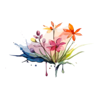 vattenfärg violett eller lila blommor målning samling, transparent bakgrund, png. ritad för hand årgång retro blommor illustration för t-shirts, bok täcker, och skriva ut media dekorationer png