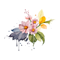 Aquarell violett oder lila Blumen Gemälde Sammlung, transparent Hintergrund, png. handgemalt Jahrgang retro Blumen Illustration zum T-Shirts, Buch Abdeckungen, und drucken Medien Dekorationen png