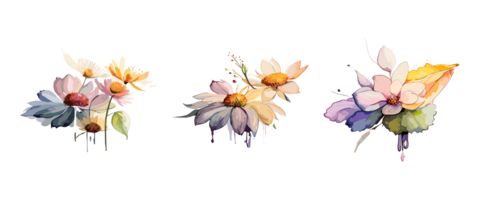 Aquarell violett oder lila Blumen Gemälde Sammlung, transparent Hintergrund, png. handgemalt Jahrgang retro Blumen Illustration zum T-Shirts, Buch Abdeckungen, und drucken Medien Dekorationen png