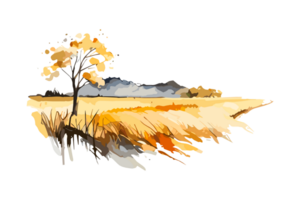 Aquarell golden Feld mit Pflanzen auf transparent Hintergrund, png. handgemalt golden Landwirtschaft, Anbau, Landschaft Landschaft Feld zum T-Shirts, Buch Abdeckungen, und drucken Medien Dekorationen png