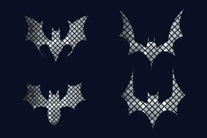 Gradient line pixel texture graph bat design on white background for halloween festival vector