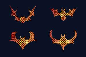 Gradient line pixel texture graph bat design on white background for halloween festival vector