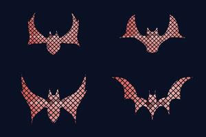 Gradient line pixel texture graph bat design on white background for halloween festival vector