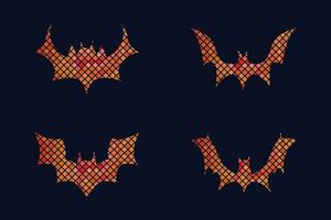 Gradient line pixel texture graph bat design on white background for halloween festival vector