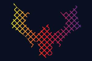 Gradient line pixel texture graph bat design on white background for halloween festival vector