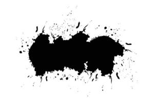 Watercolor black ink splash blot splatter spot liquid drop vector on white background