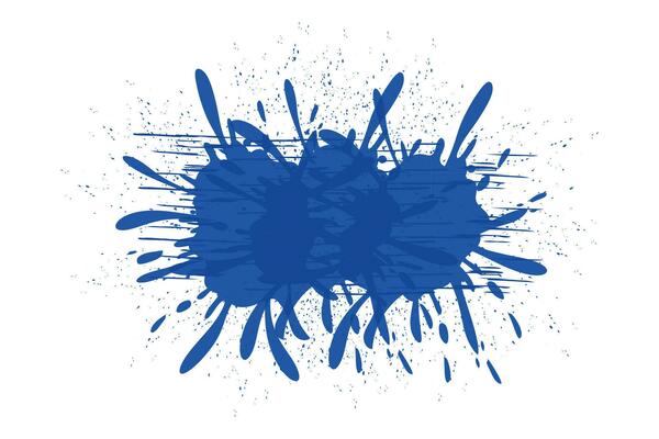 Watercolor blue ink splash blot splatter spot liquid drop vector on white background