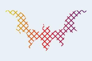 Gradient line pixel texture graph bat design on white background for halloween festival. vector