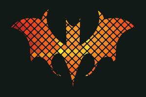 Gradient line pixel texture graph bat design on white background for halloween festival. vector