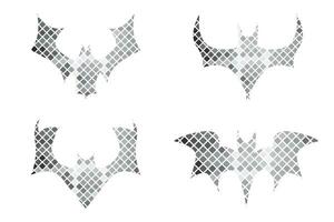 Gradient line pixel texture graph bat design on white background for halloween festival. vector