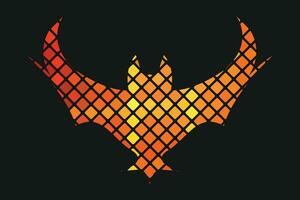 Gradient line pixel texture graph bat design on white background for halloween festival. vector