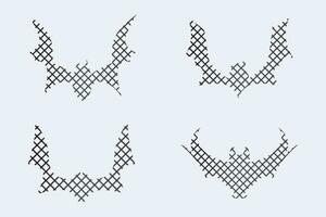 Gradient line pixel texture graph bat design on white background for halloween festival. vector