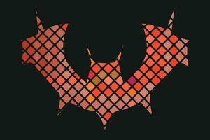 Gradient line pixel texture graph bat design on white background for halloween festival. vector