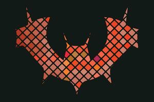 Gradient line pixel texture graph bat design on white background for halloween festival. vector