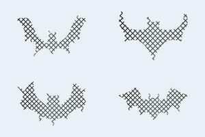 Gradient line pixel texture graph bat design on white background for halloween festival. vector