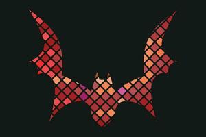 Gradient line pixel texture graph bat design on white background for halloween festival. vector