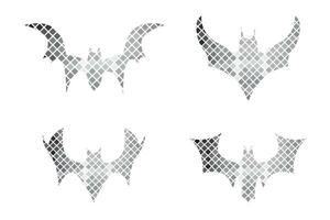 Gradient line pixel texture graph bat design on white background for halloween festival. vector