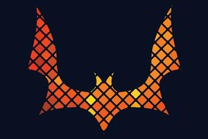 Gradient line pixel texture graph bat design on white background for halloween festival. vector