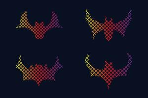 Gradient line pixel texture graph bat design on white background for halloween festival. vector