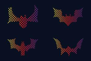 Gradient line pixel texture graph bat design on white background for halloween festival. vector