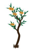 Natural yellow-leaf flower tree plants are isolated on a white background for summer, spring, and other seasons. vector