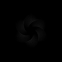 Lines spiral to the center, Vector logo element, Camera shutter design, Futuristic geometric shape on black