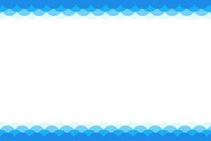 Blue waves with gradient decorative frame border, vector design template, abstract water waves