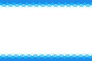 Blue waves with gradient decorative frame border, vector design template, abstract water waves