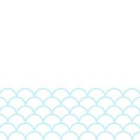 Fish scales border, abstract waves frame, vector design template